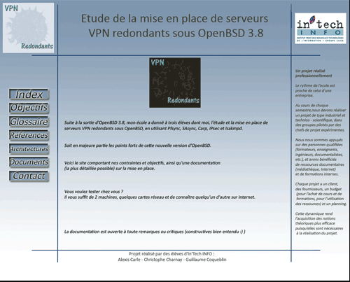 Interface du projet VPN OpenBSD